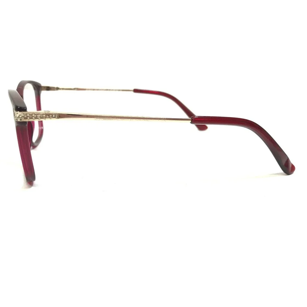Eight to Eighty Eyeglasses Frames BRIANNA BURGUNDY Red Gold Square 53-18-135